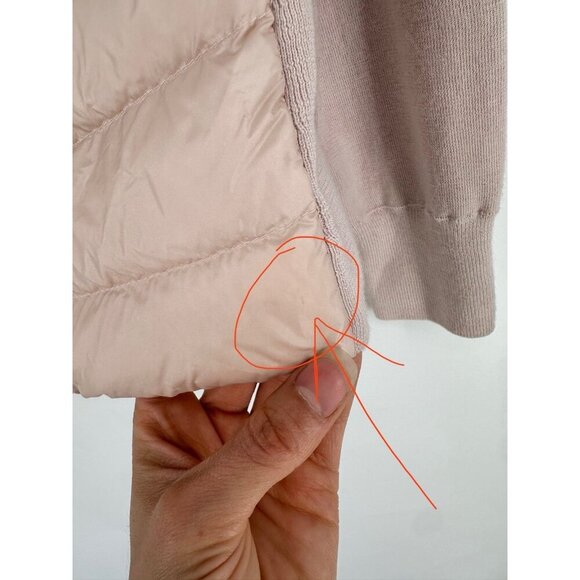 MONCLER Pink Tricot Wool Down Quilted Panel Cardigan Jacket Women’s M Read - Picture 2 of 16